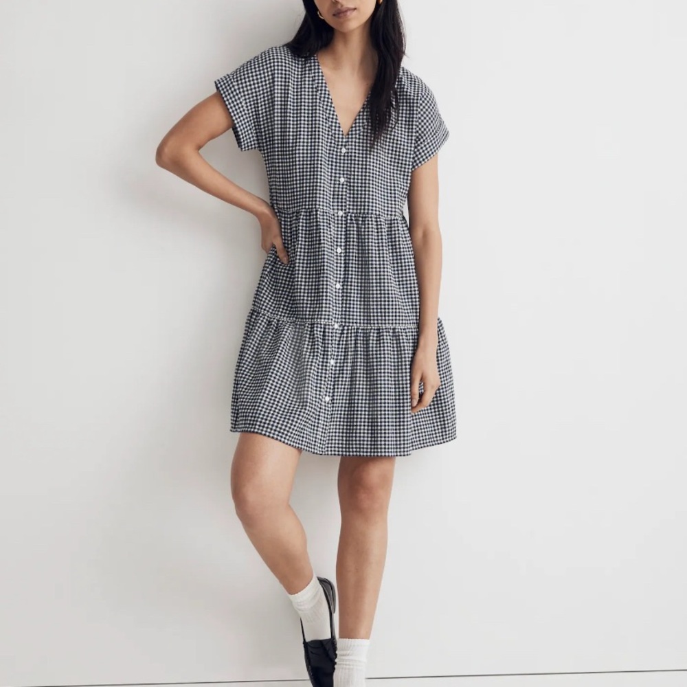 Madewell Black and White Gingham Mini Dress